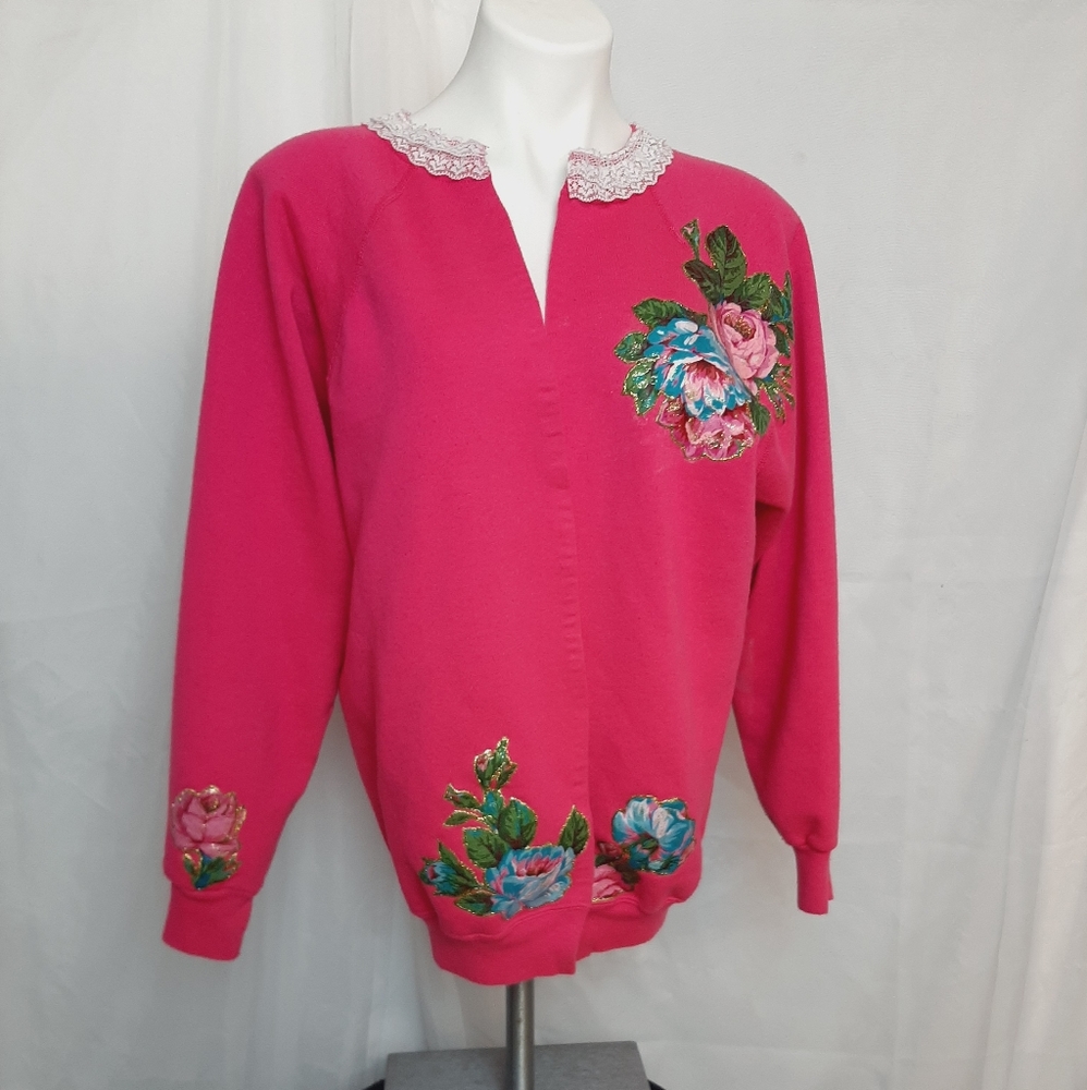 Hanes her way xlg pink rose sweater